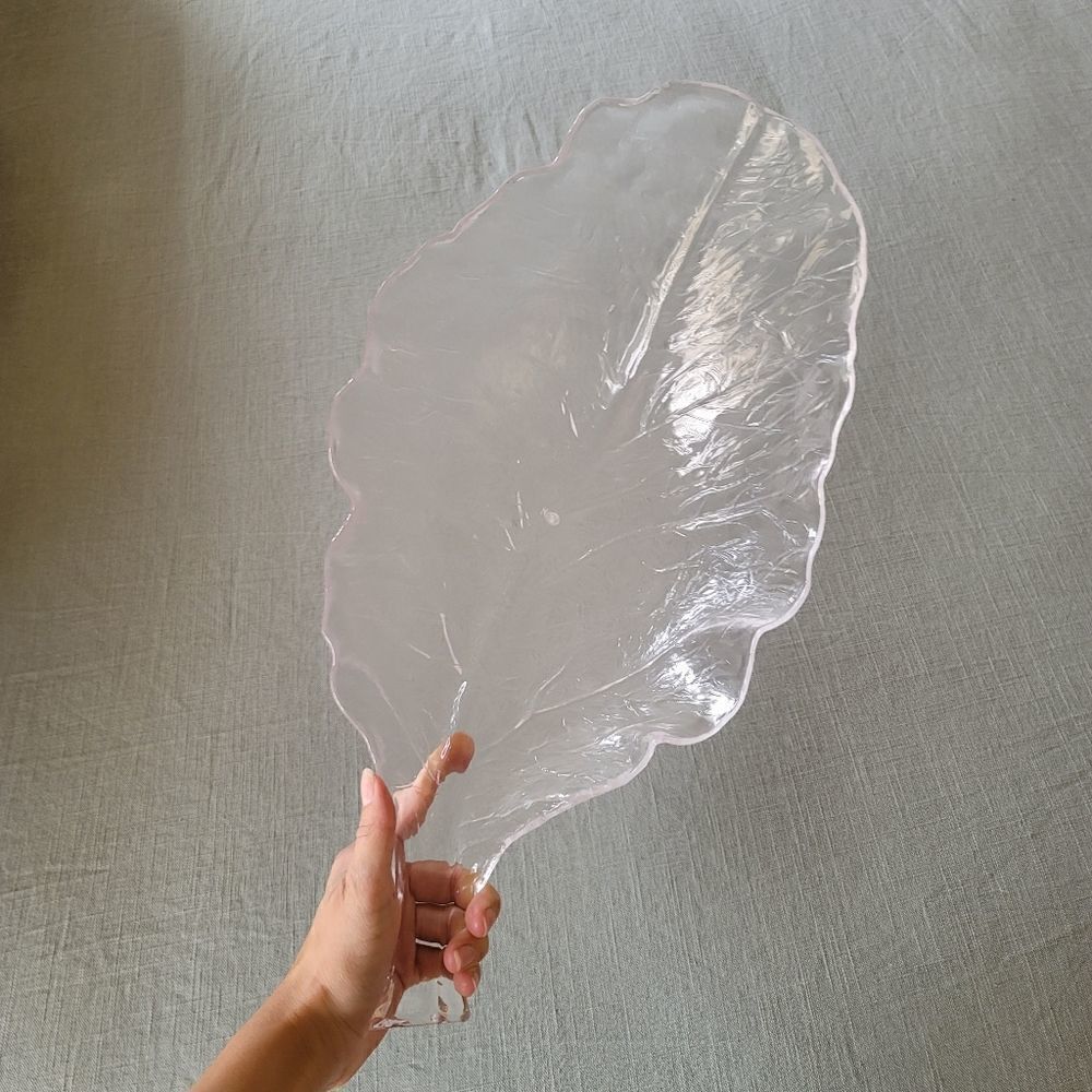 Salad bowl 3 piece set clear plastic foliage serving dishes dinner party